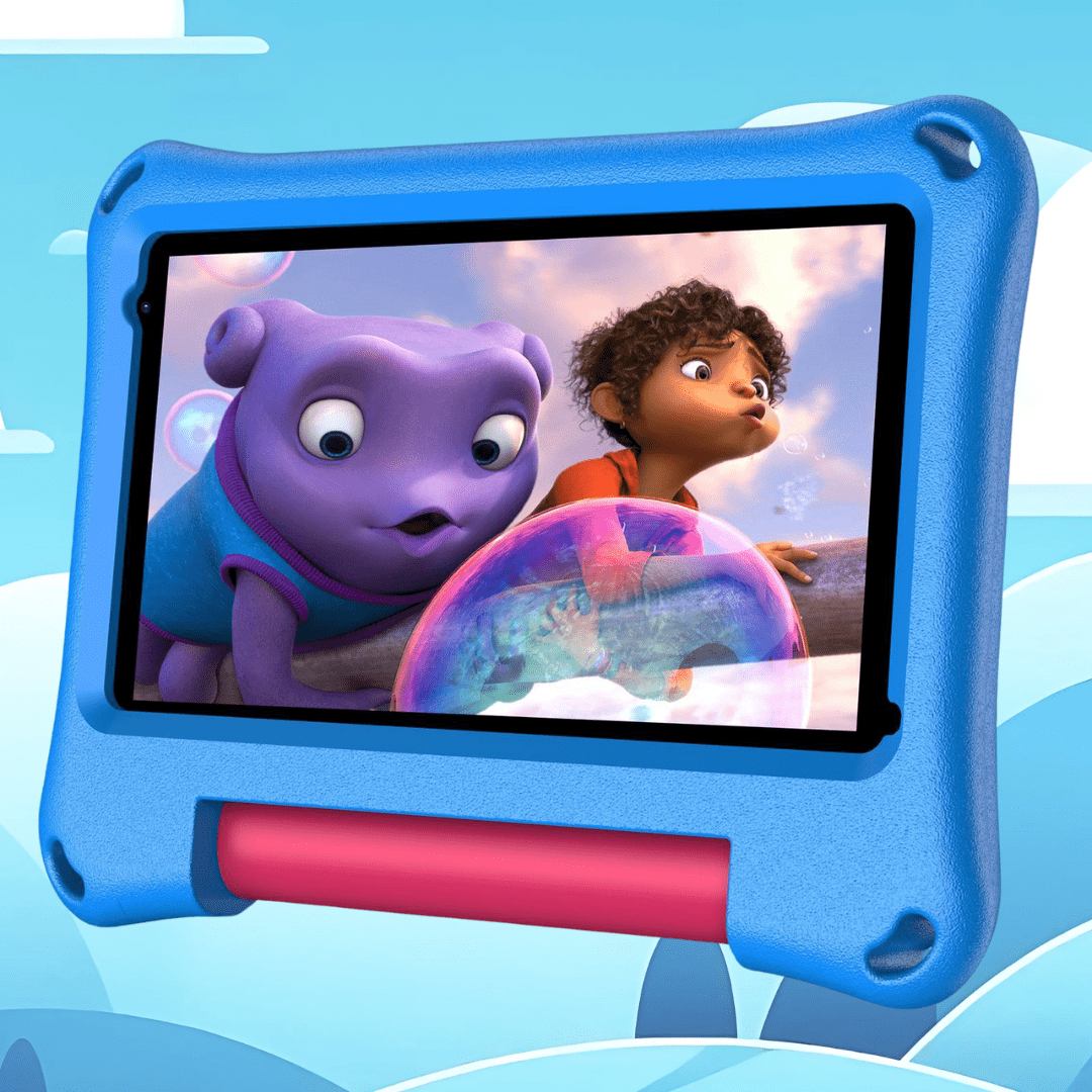 Sky blue TinyBuddy 2 kids educational bundle by Aurenza Shop featuring colorful learning toys and activity materials.