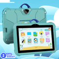Sky blue TinyBuddy 2 kids educational tablet by Aurenza Shop with colorful buttons and a kid-friendly interface.