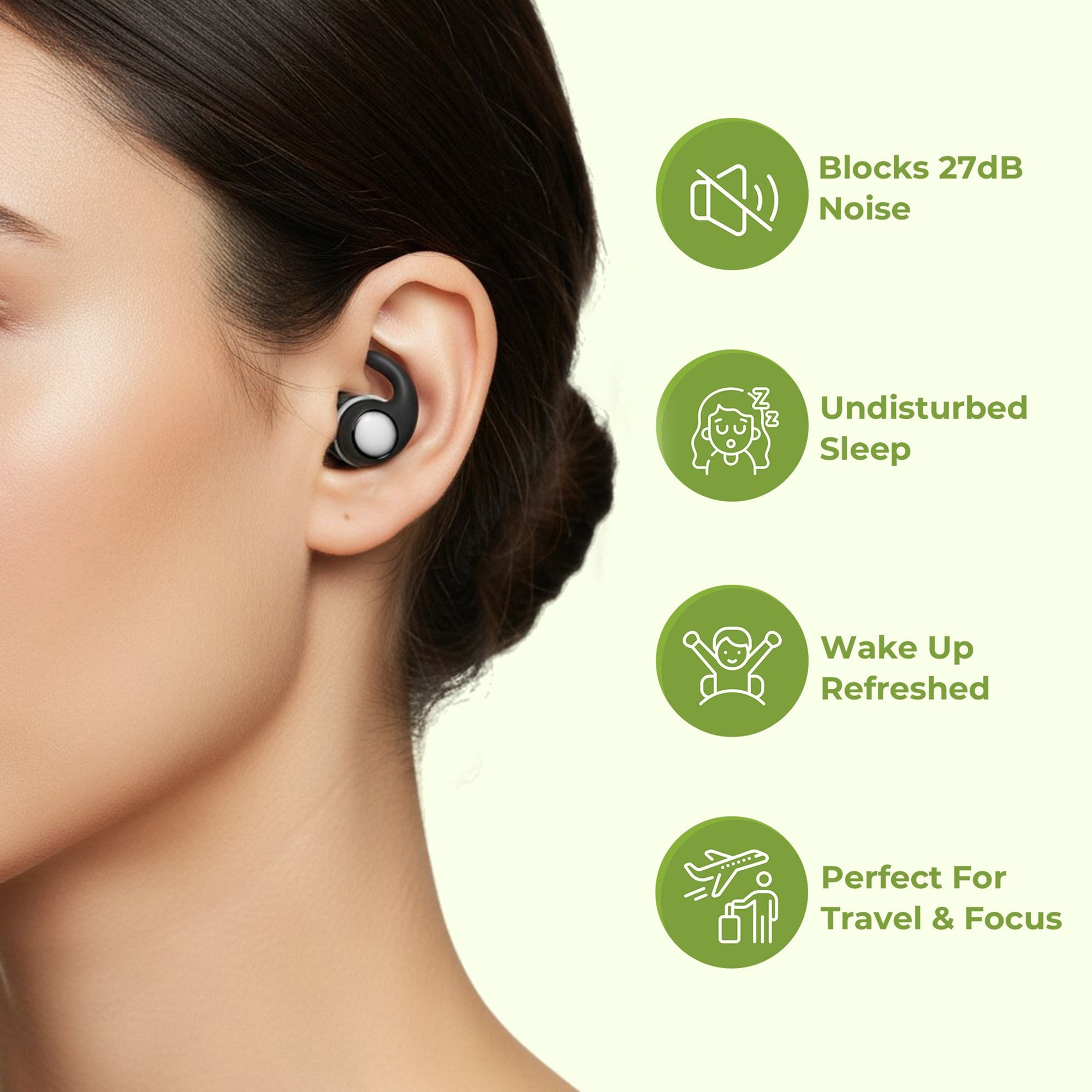 Black Aurenza Shop sleep snoring noise cancellation plugs for effective ear protection during rest.