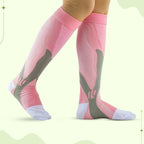 Black Aurenza Shop compression socks for women, designed for all-day wear and relief from lower leg discomfort.