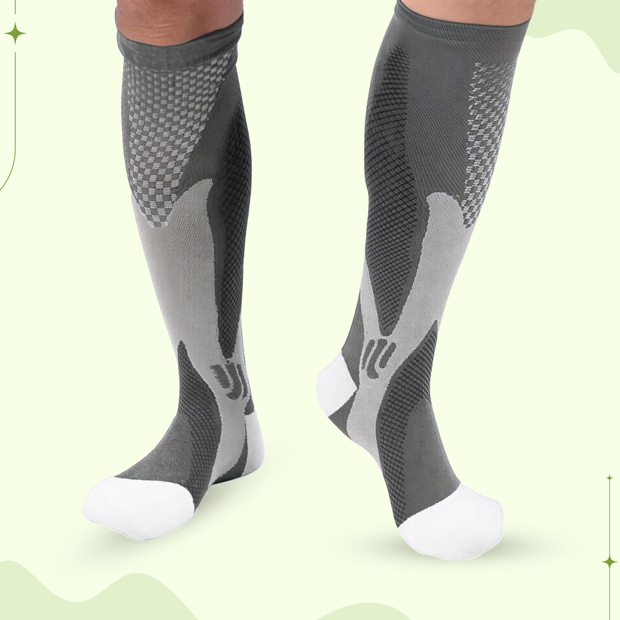 Black Aurenza Shop compression socks for women, designed for all-day wear and lower leg relief, with a comfortable fit.