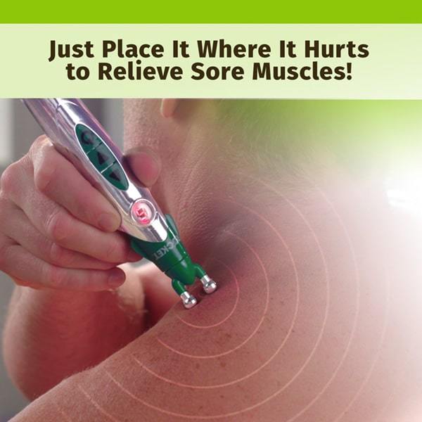 Silver Aurenza Shop Rocket Relief Pen TENS device for pain relief, compact and portable with a sleek design.
