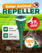 Solar powered waterproof animal repellent tool by Aurenza Shop, compact design, ideal for outdoor garden pest control.
