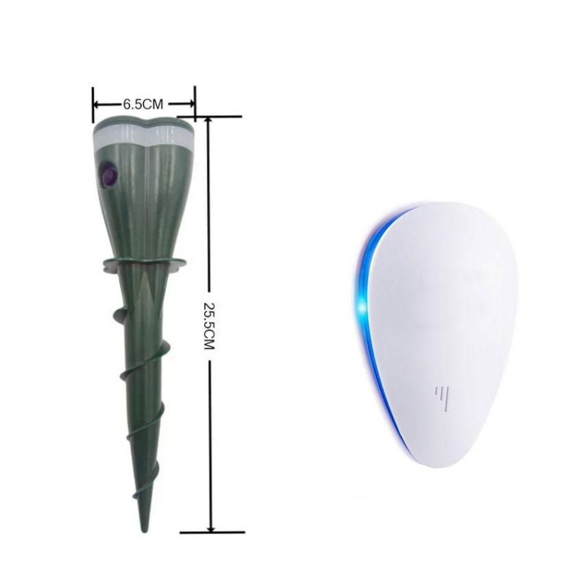 Aurenza Shop solar-powered waterproof animal repellent device for garden pest control, compact and weather-resistant.