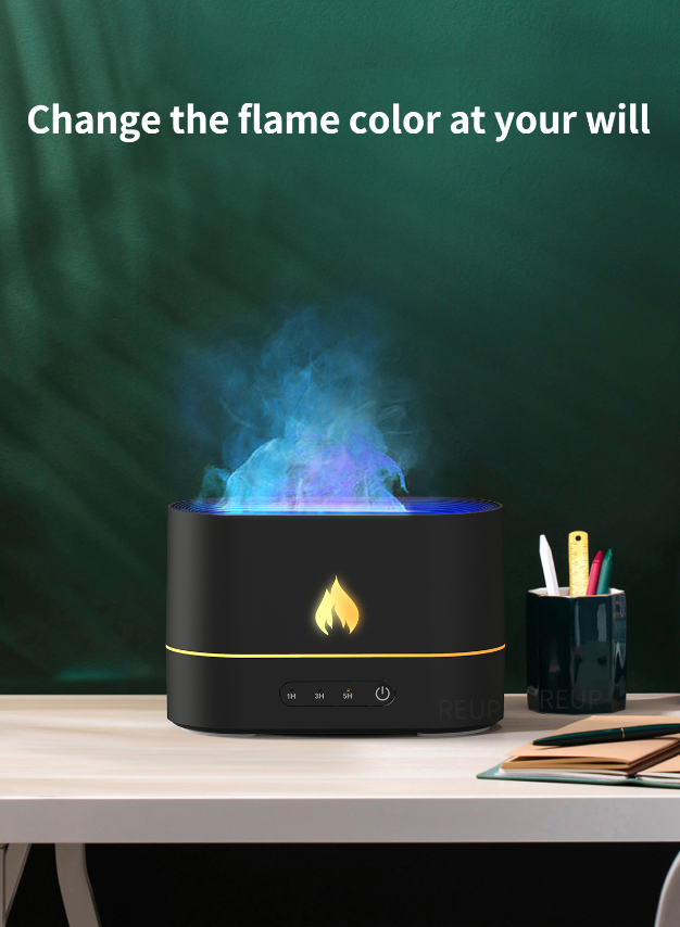 White HumidiFire™ humidifier by Aurenza Shop with sleek design and adjustable mist outlet, ideal for home or office use.