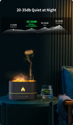 White HumidiFire™ humidifier by Aurenza Shop, showcasing sleek design and water tank with control buttons.