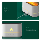 White HumidiFire™ humidifier by Aurenza Shop shown with water tank and control panel, compact and modern design
