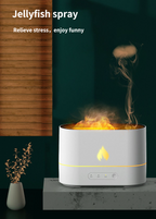 White HumidiFire™ humidifier by Aurenza Shop, showing a sleek, modern design with water tank and control panel.