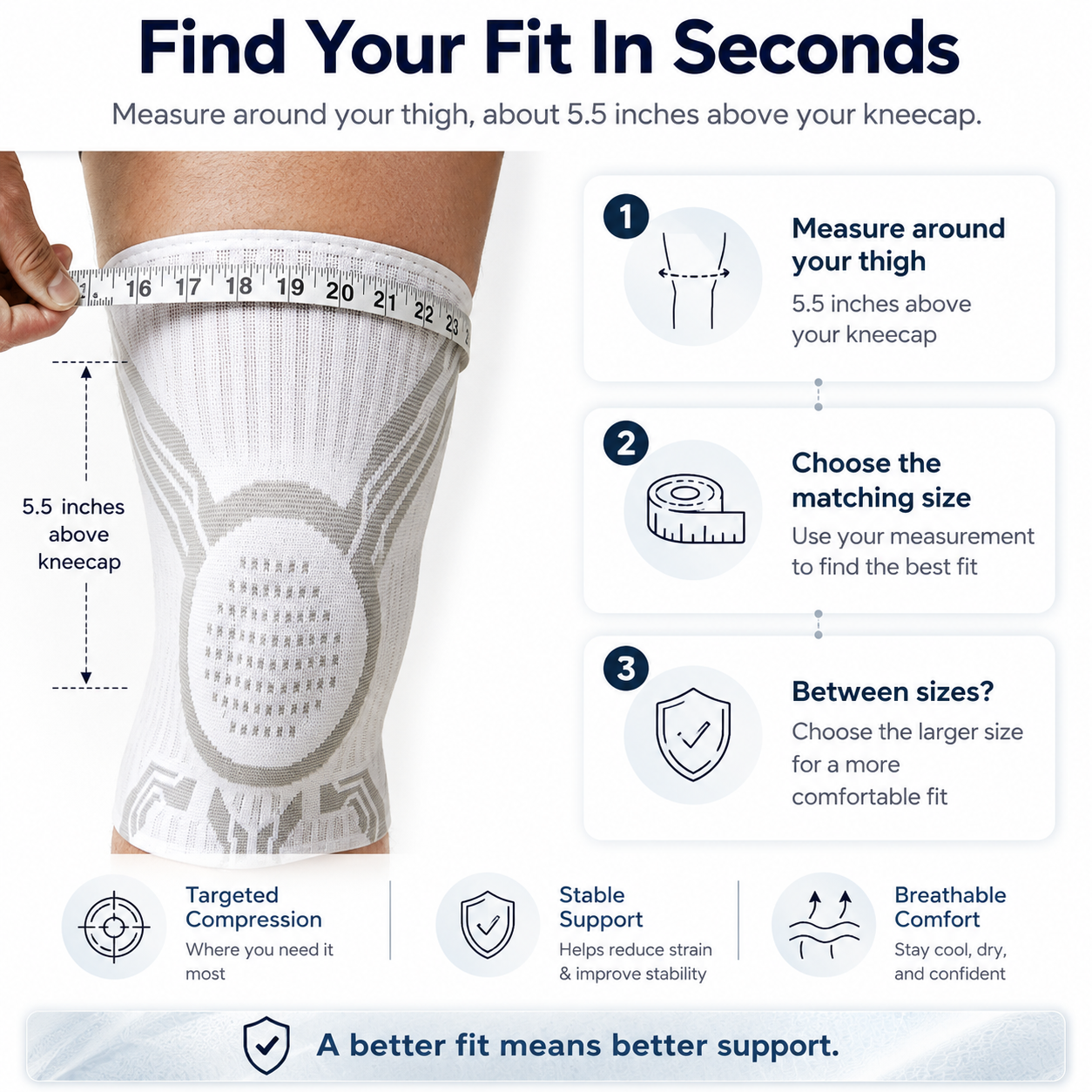 Pair of Aurenza Elnuvo Advanced Adjustable Sports Knee Support Braces in white, designed for multi-function knee stabilization.