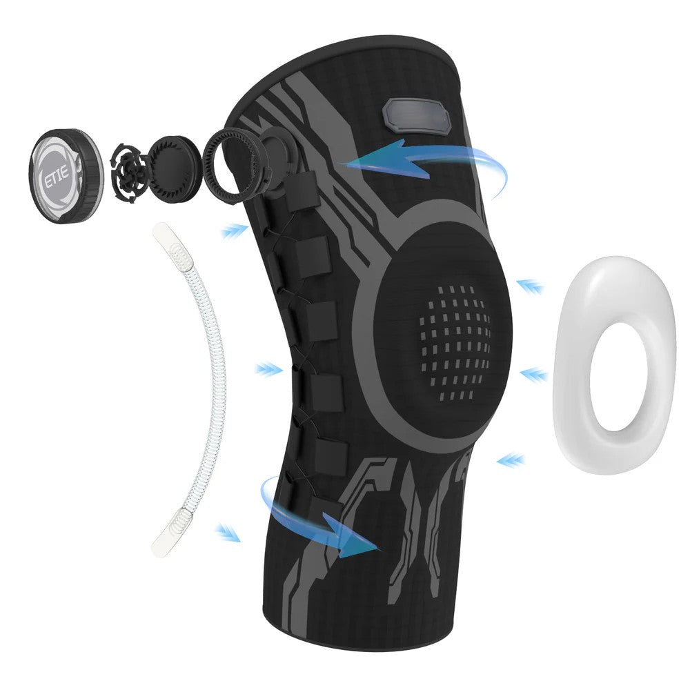 Pair of Aurenza Elnuvo Advanced Adjustable Sports Knee Support Braces in white, designed for multi-function knee stabilization.