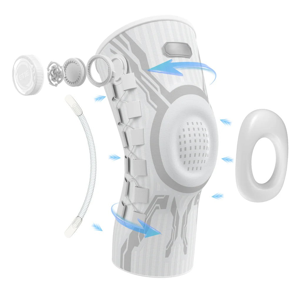 Pair of white Elnuvo Advanced Adjustable Multi-Function Sports Knee Support Braces for medium weight support, shown on a plain background.