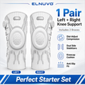 Pair of white Elnuvo Advanced Adjustable Sports Knee Support Braces for moderate activity, designed for stability and compression.