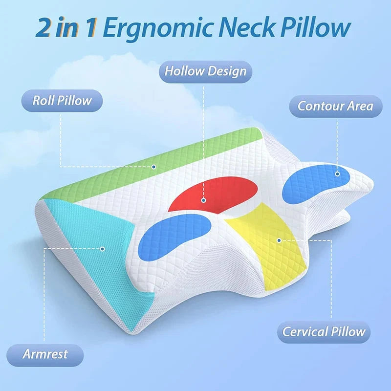 Aurenza Shop 1pc memory foam cervical pillow with ergonomic contour design for neck pain relief and supportive orthopedic comfort.