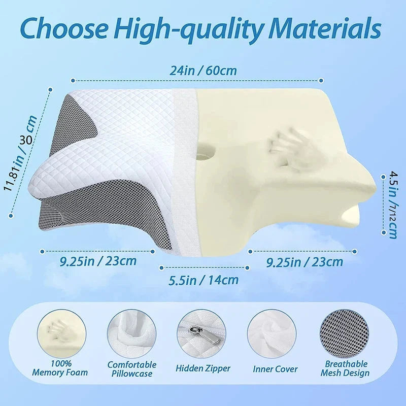 Aurenza Shop 1pc memory foam cervical pillow with ergonomic contour design, offering orthopedic neck support for pain relief.
