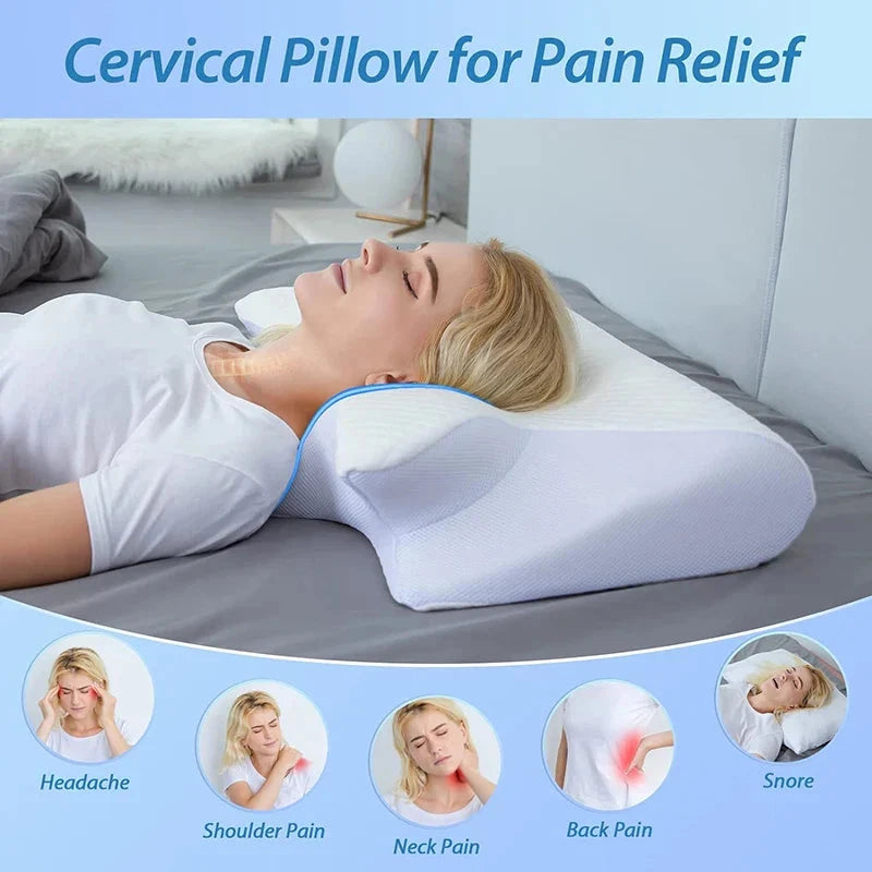 Aurenza Shop 1pc memory foam cervical pillow with ergonomic contour design for neck pain relief and supportive orthopedic comfort.