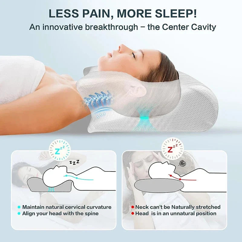 Aureza Shop 1pc memory foam cervical pillow with ergonomic contour design for neck support and pain relief.