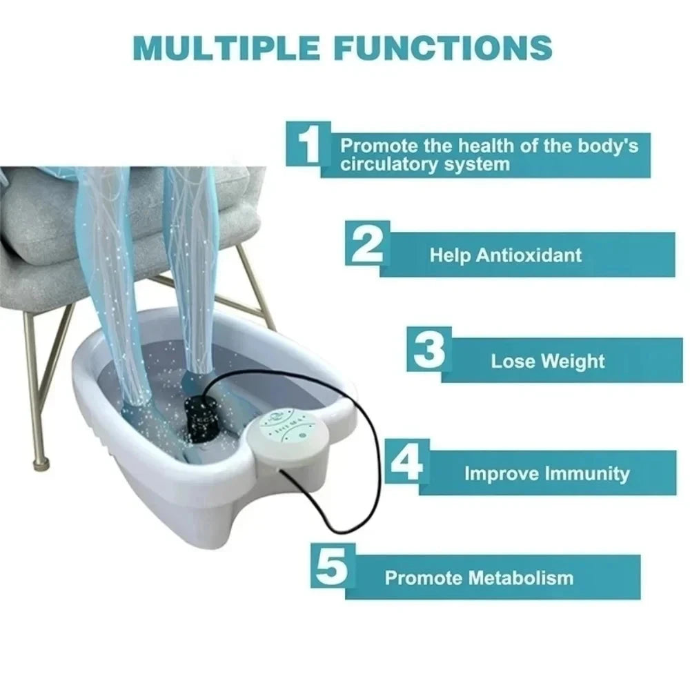 Aurenza Shop Ionic Foot Spa Machine for relaxing massage and pedicure, featuring a sleek design with EU plug and digital controls.