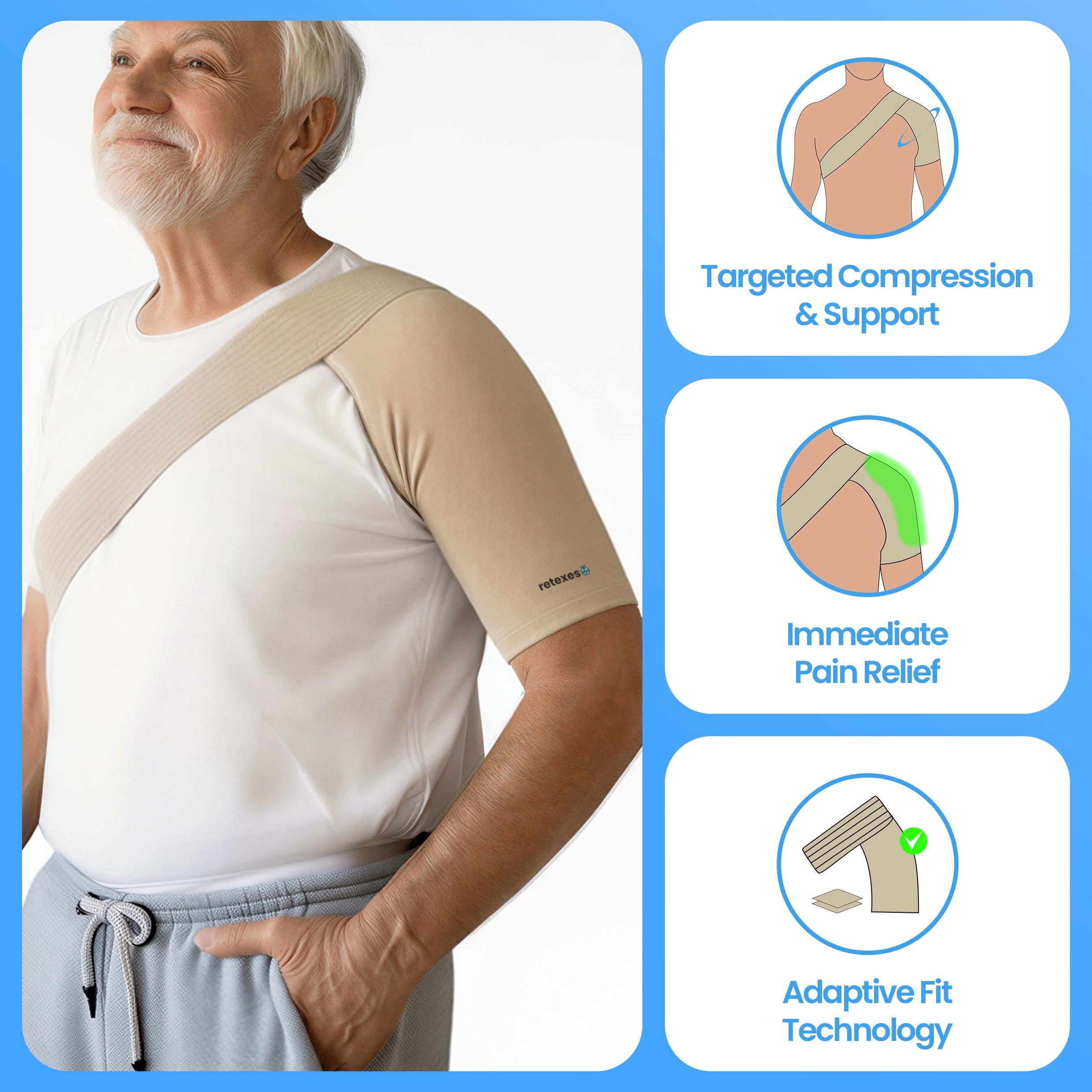 Aurenza Shop Retexes® Compression Shoulder Sleeve in XS size, designed for support and stability of the shoulder.
