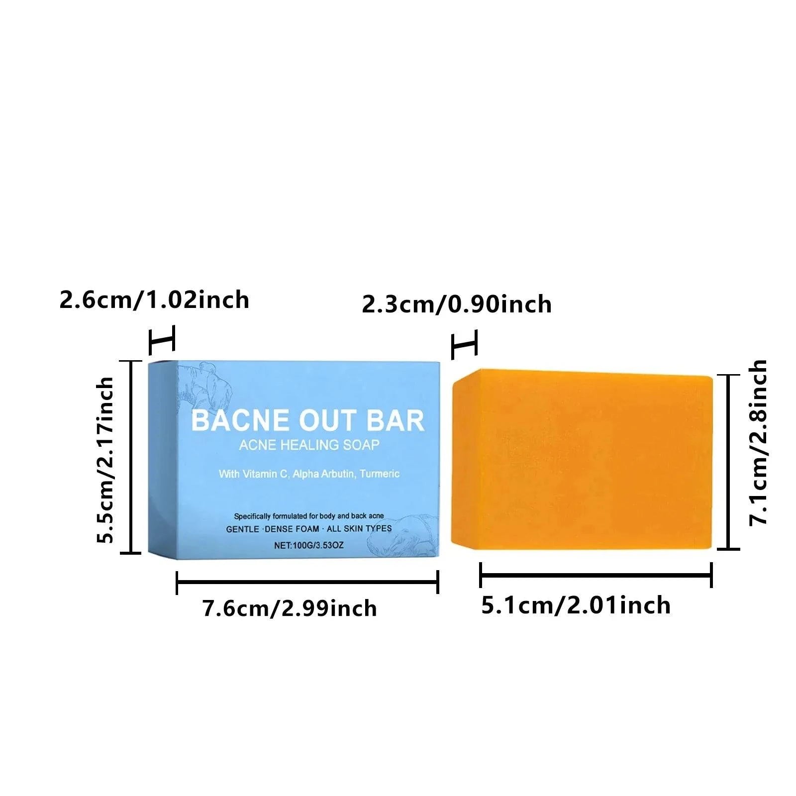 Aurenza Shop Bacne Out Bar Acne Control Soap with natural ingredients for treating back acne and skin clearing.