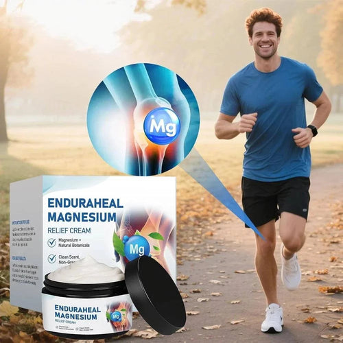Two tubes of Aurenza Shop Timilk EnduraHeal Magnesium Relief Cream for joint and bone pain relief, displayed side by side.