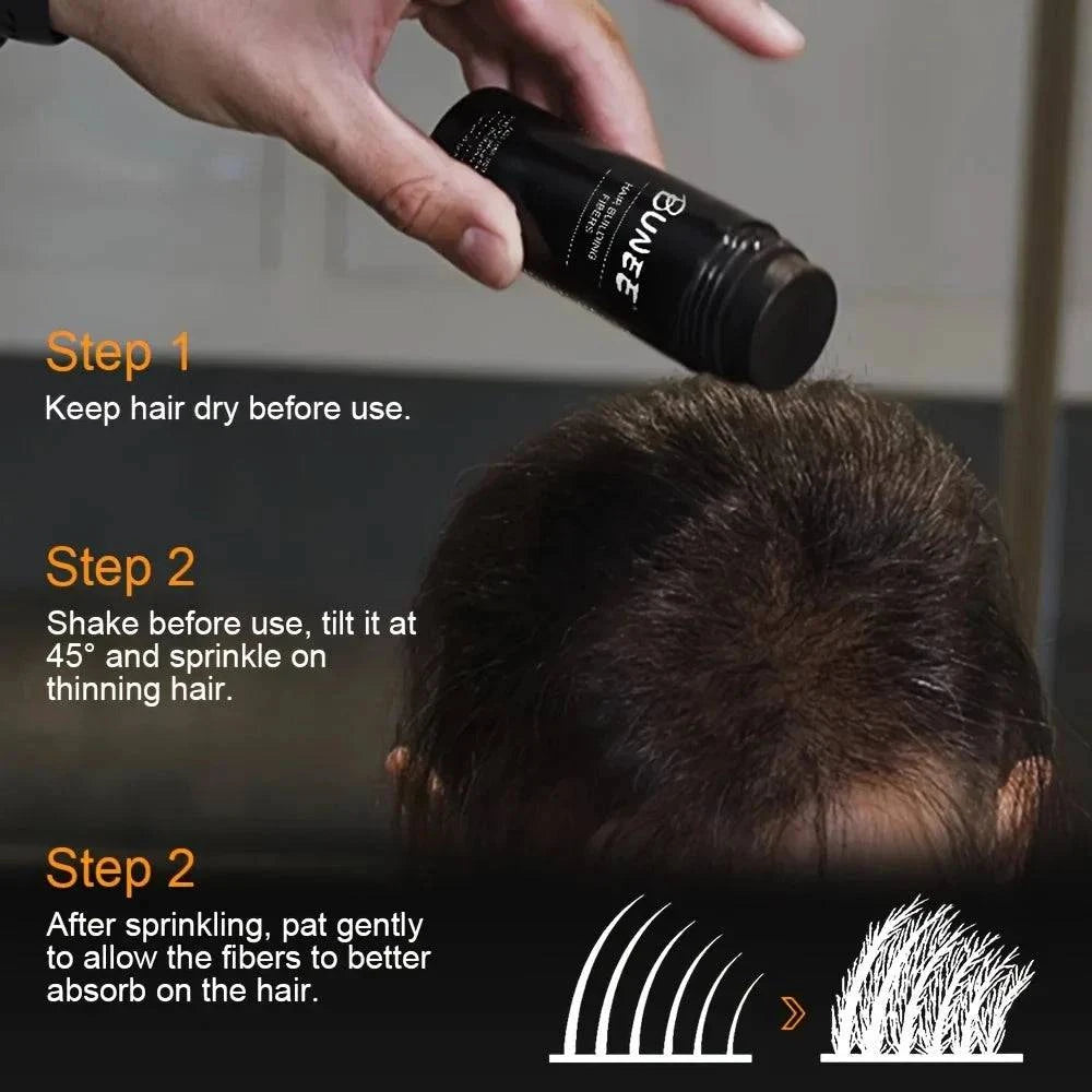 Aurenza Shop BUNEE Hair Fibers 27.5g natural thickening powder for thinning hair, showing the product container and packaging.