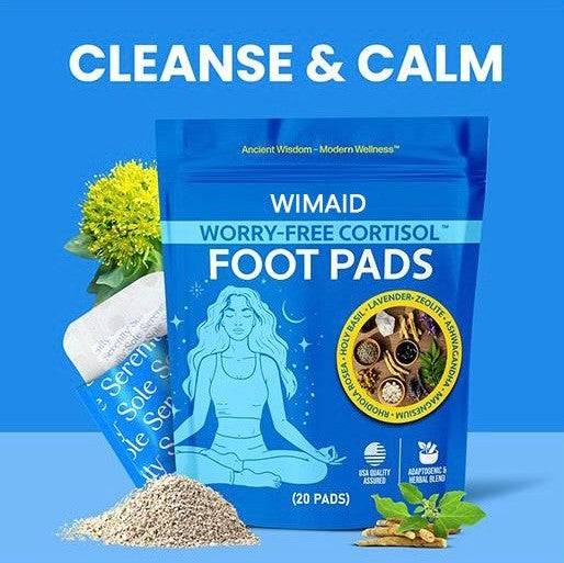 Aurenza Shop WIMAID™ Wellness Foot Pads Collection shown on a white background, featuring various adhesive foot pads for wellness.