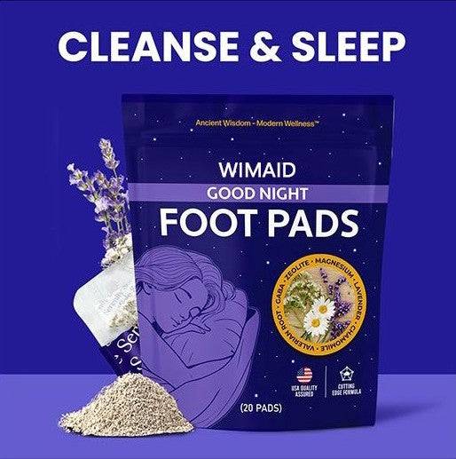 A set of WIMAID™ Wellness Foot Pads by Aurenza Shop, showing multiple adhesive foot pads with herbal ingredients for detoxification.