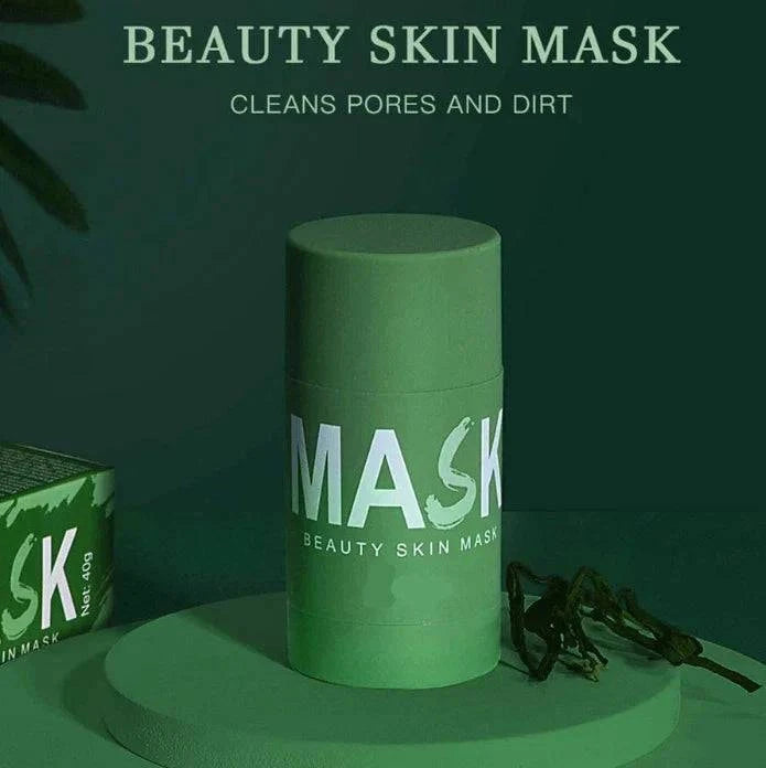 Aureza green clay face mask stick for deep cleansing, blackhead removal, and facial purifying treatment.