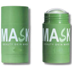 A green clay face mask stick for deep cleansing and blackhead purifying, ideal for facial skincare by Aurenza Shop.