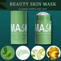 Green clay face mask stick by Aurenza Shop for deep cleansing, blackhead removal, and facial purifying treatment.
