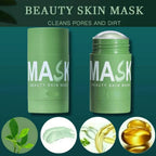 Green clay face mask stick by Aurenza Shop for deep cleansing, blackhead removal, and facial purifying treatment.