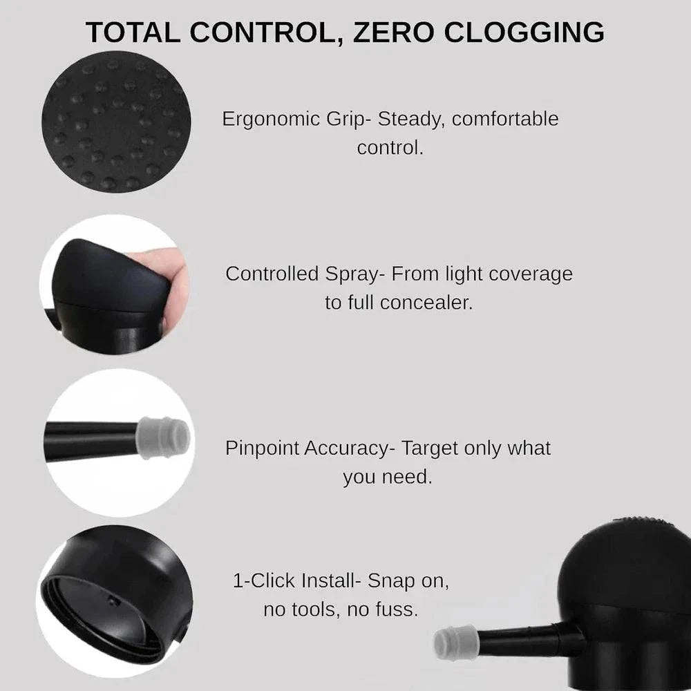 Aurenza Shop hair building fibers for thinning hair, 2-in-1 kit for men and women, close-up of fibers blending into hair.