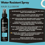 Aurenza Shop Hair Illusion 100% real hair fibers combo with fibers, hold spray, water spray, and application tools for hair thickening.