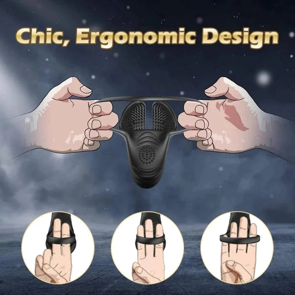 Men's silicone ring electric resonance massager with sleek design and adjustable settings, ideal for relaxation and muscle relief.