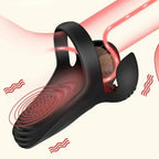 Mens silicone ring resonating electric massager by Aurenza Shop, showing the sleek black silicone ring with textured design.