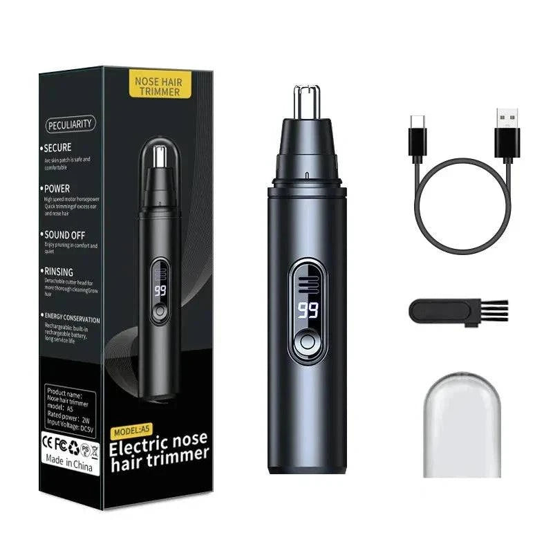 A compact Aurenza Shop mini pocket nose hair trimmer with waterproof design, suitable for trimming nose, ears, and eyebrows.