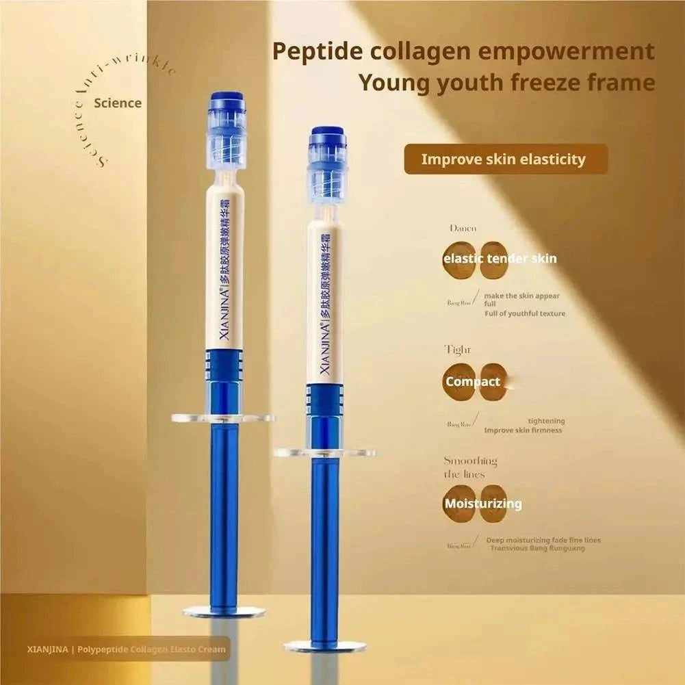 Aurenza Polypeptide Collagen Elasticity Essence Cream jar showing the cream texture and packaging for dry skin and anti-aging benefits.