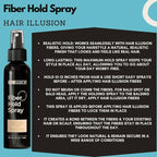 Hair Illusion 100% Real Hair Fibers Combo: Fibers, Hold & Water Spray, & App.