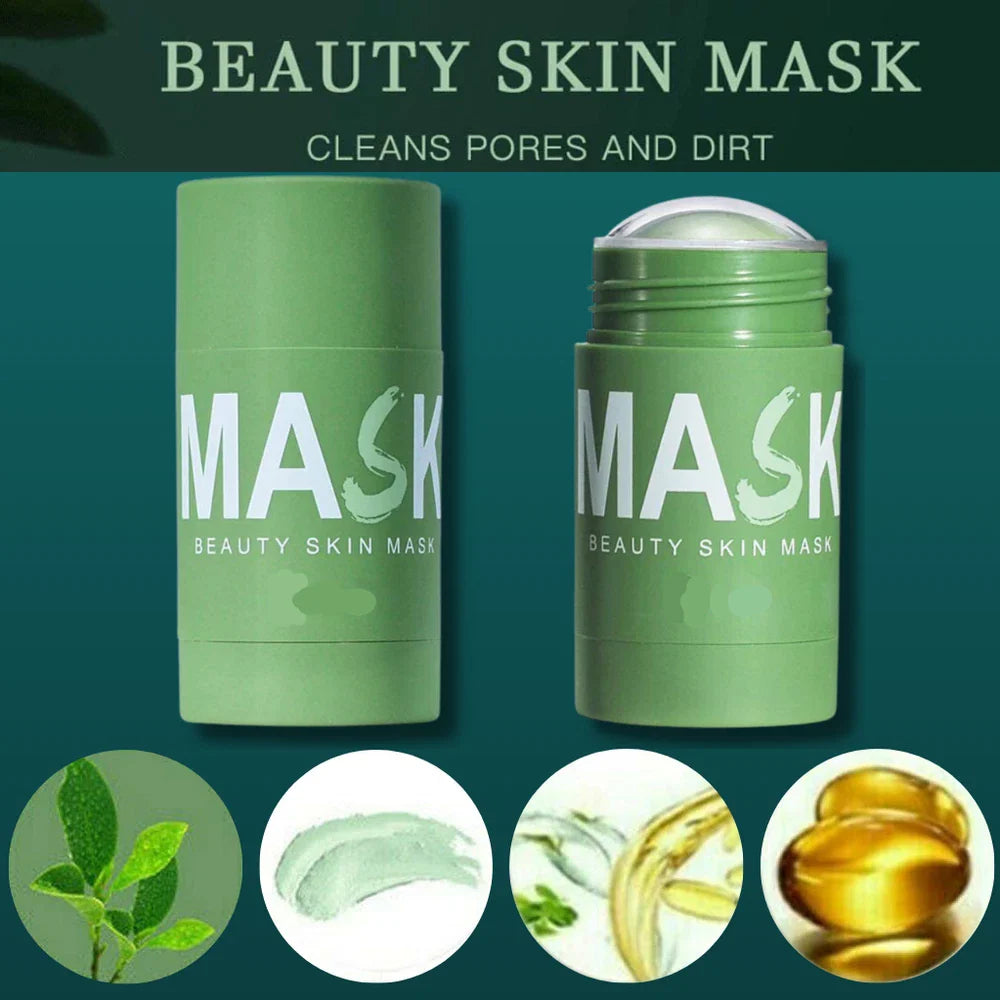 Green Clay Face Mask Clay Cleansing Mask Stick Facial Deep Blackhead Purifying