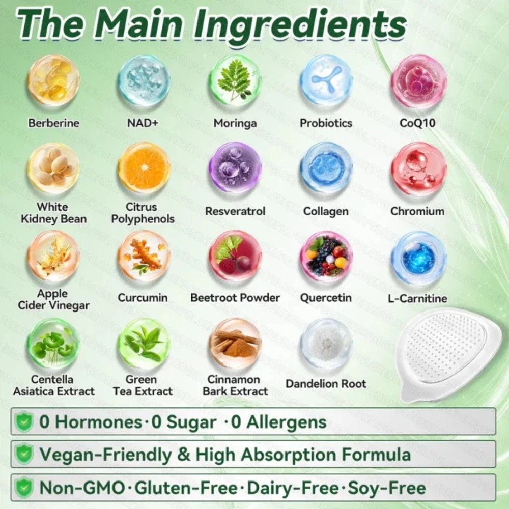 (BUY 1 GET 3) 1-5Boxes Moringa Berberine NAD+ Weight Loss Patches Advanced Nano Microneedle
