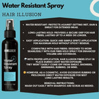 Hair Illusion 100% Real Hair Fibers Combo: Fibers, Hold & Water Spray, & App.