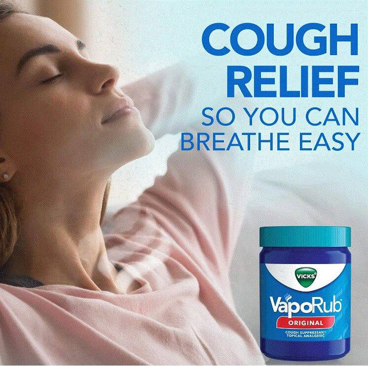 Vicks Vaporub ointment 1.76 oz jar with label, used for congestion relief and cold symptoms, by Vicks.