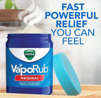 Vicks Vaporub ointment 1.76 oz jar with label, used for cold relief and soothing congestion, by Vicks.